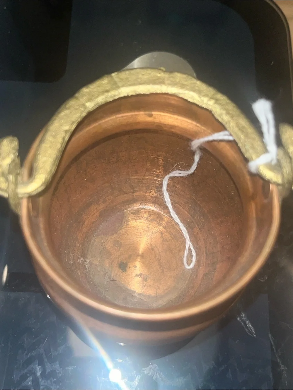 Copper Decorative Pot with Handle - Copper Finish Miniature GB1